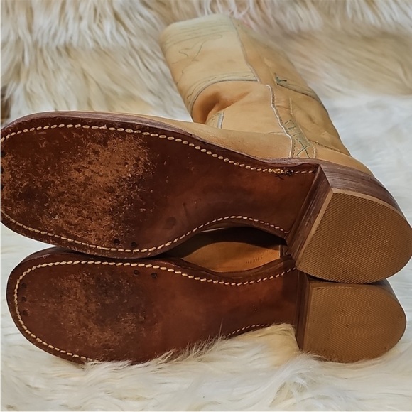 Frye 70s black label banana leather horse boots 8 women - Picture 6 of 10